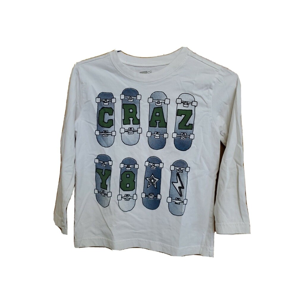 Boy's Crazy 8 white long sleeve t shirt s 5-6